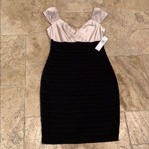 Fitted black and champagne dress